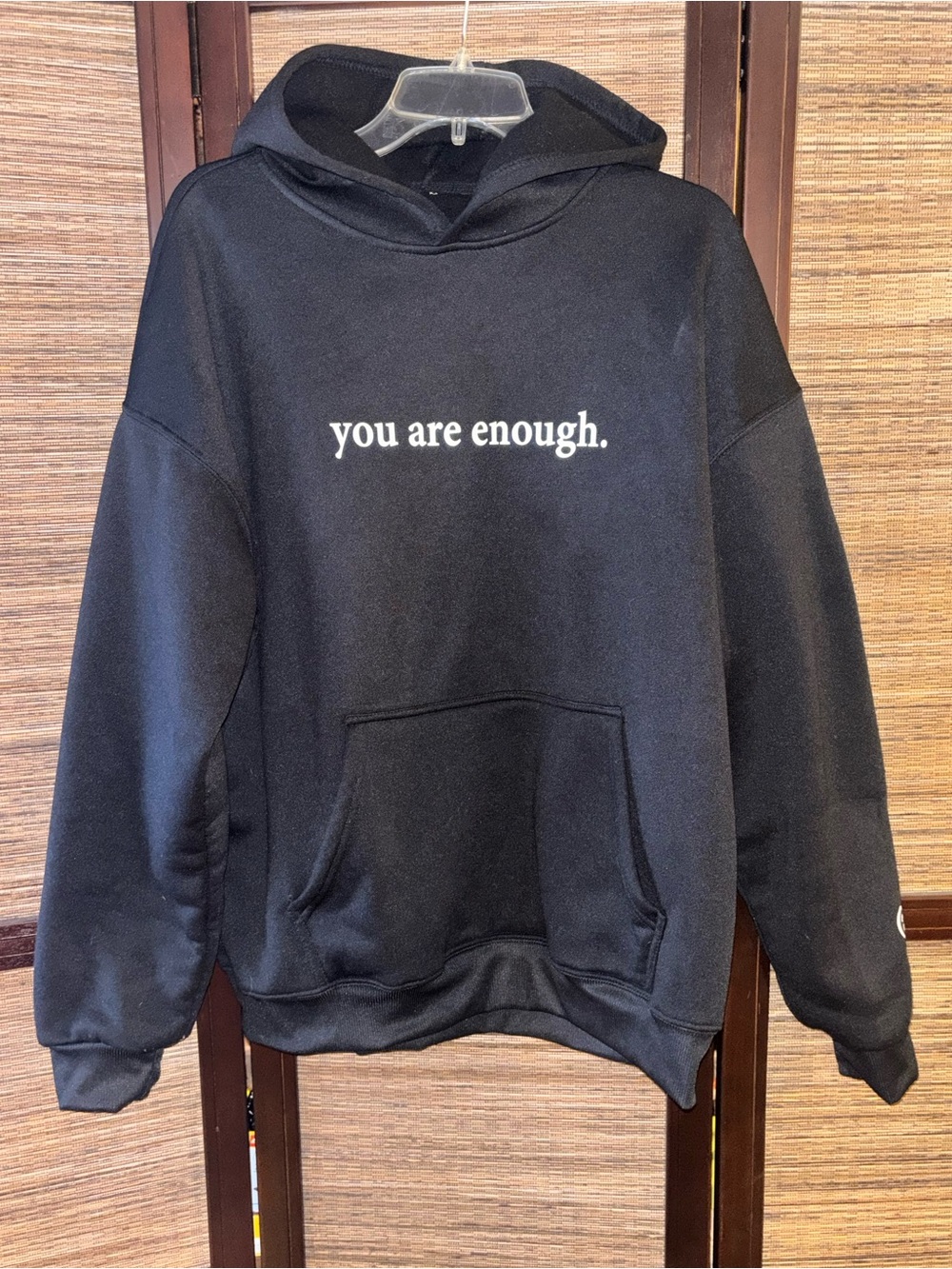 You Are Enough. Black Hoodie Sweater